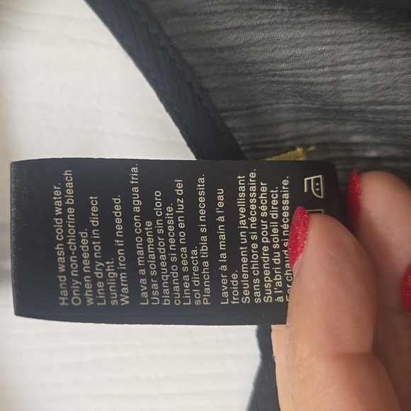 Kathy Ireland Black Chiffon cover up, tie front kimono, XL - Picture 3 of 4